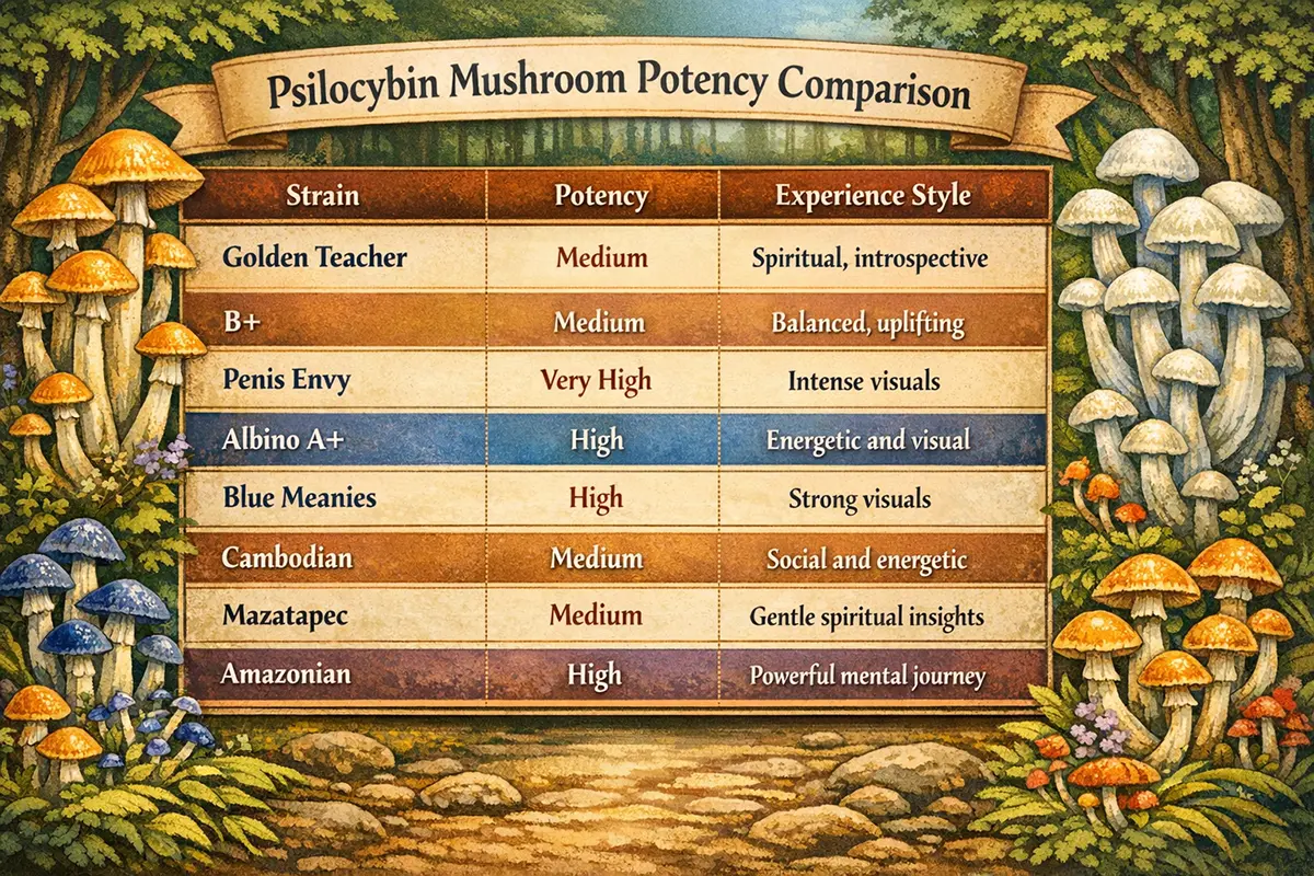 Psilocybin Mushroom Potency Comparison
