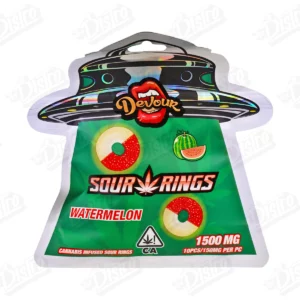 Devour Sour Rings - Watermelon (1500mg) THC Gummies