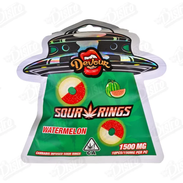 Devour Sour Rings - Watermelon (1500mg) THC Gummies
