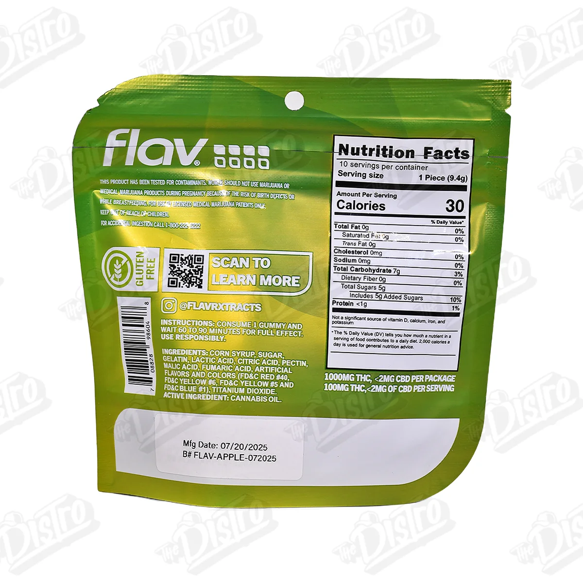 Flav Gummy Rings - Apple (1000mg) - Back