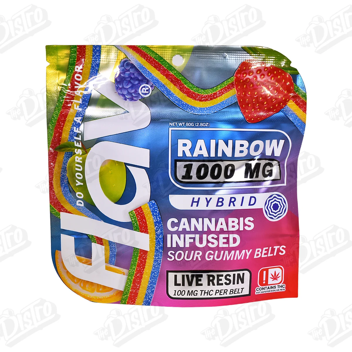 Flav Sour Gummy Belts - Rainbow (1000mg) - Front