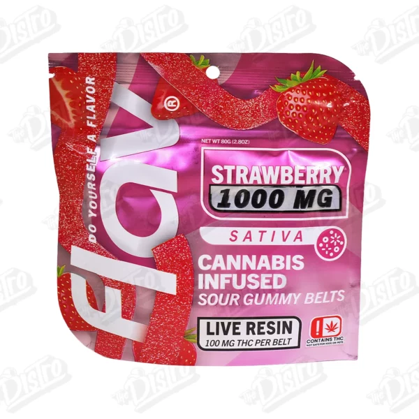 Flav Sour Gummy Belts - Strawberry (1000mg)