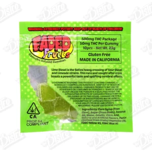 Faded Fruits THC Gummies (500mg) - Lime Diesel (Sativa)