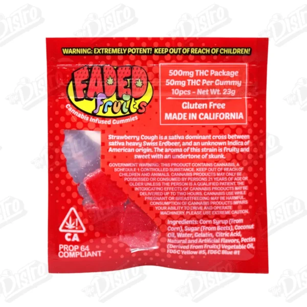 Faded Fruits THC Gummies (500mg) - Strawberry Cough (Sativa)