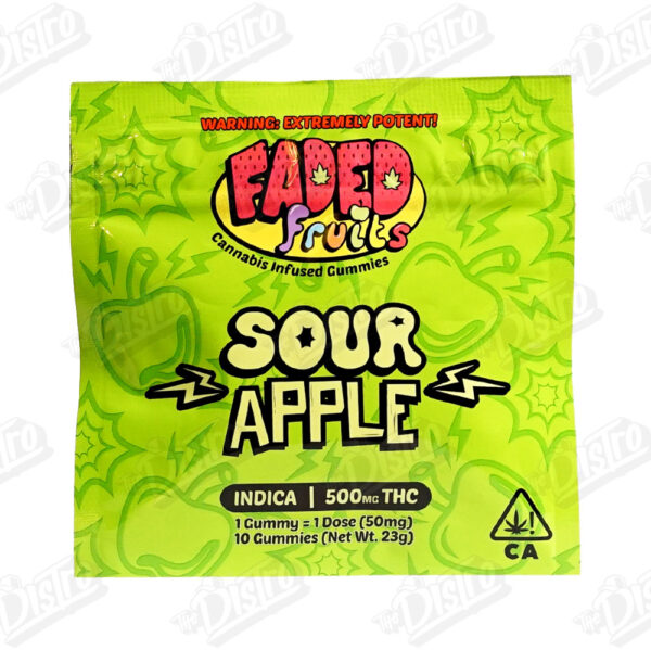 Faded Fruits THC Gummies (500mg) - Sour Apple (Indica)
