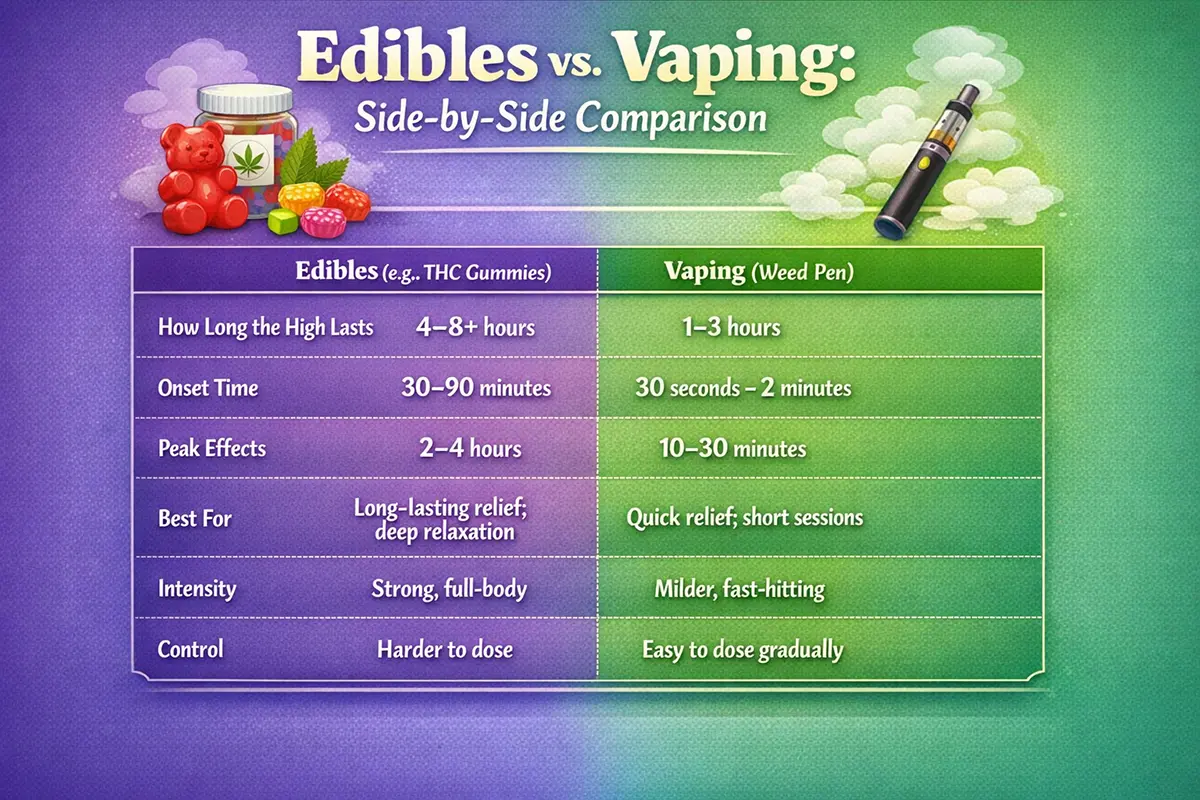 Edibles vs. Vaping Side-by-Side Comparison