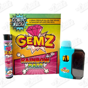 GEMZ 2G Premium All In One Device & Diamond Infused Pre-Roll Combo Pack - RAINBOW RAZZ