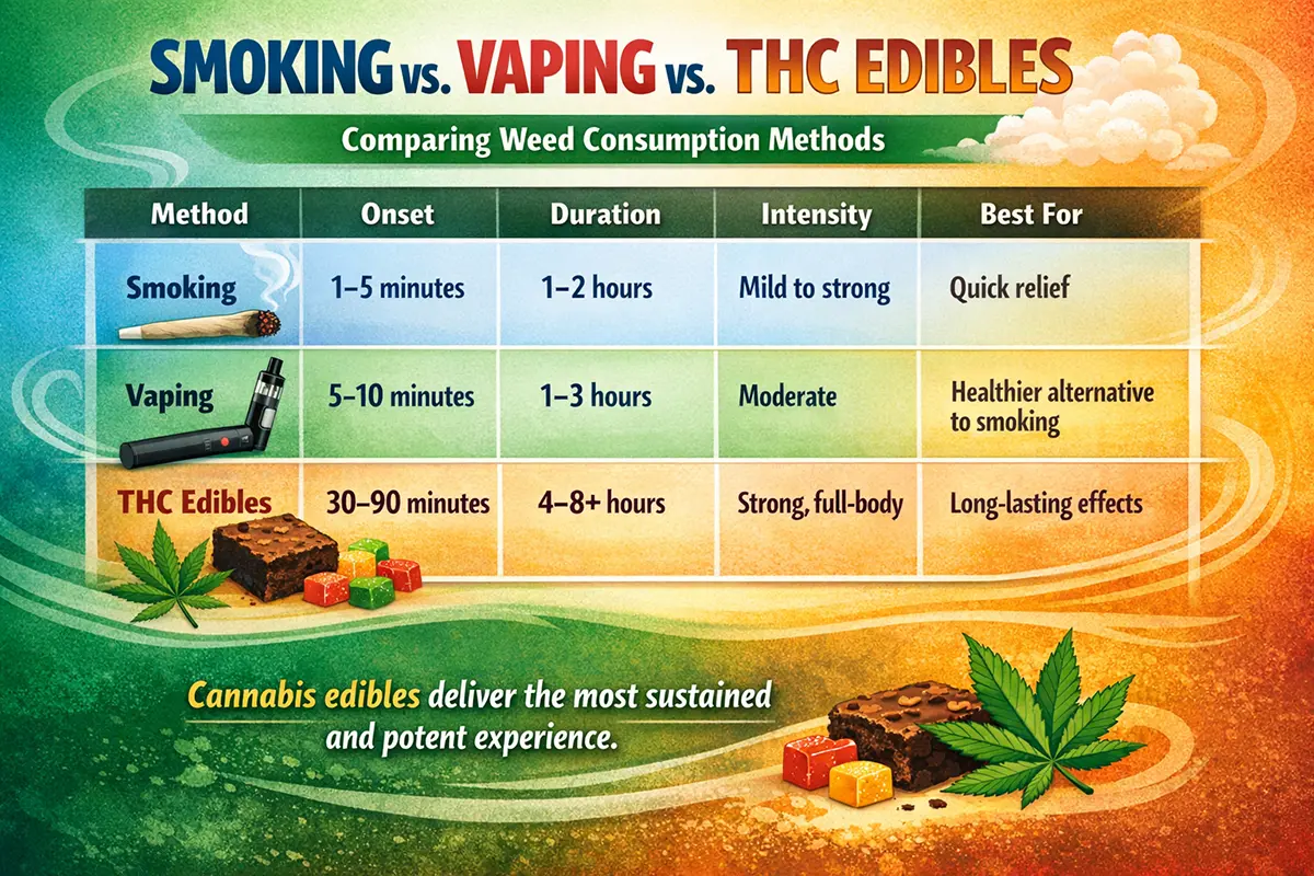 THC Edibles vs. Smoking vs. Vaping Key Differences