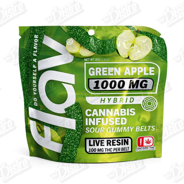 Flav THC Sour Belts (1000mg) – Green Apple Belts