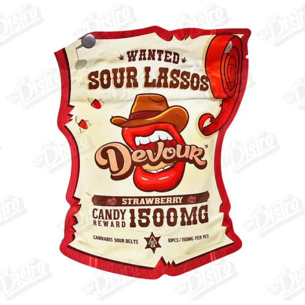 Devour Sour Lassos - Strawberry (1500mg)
