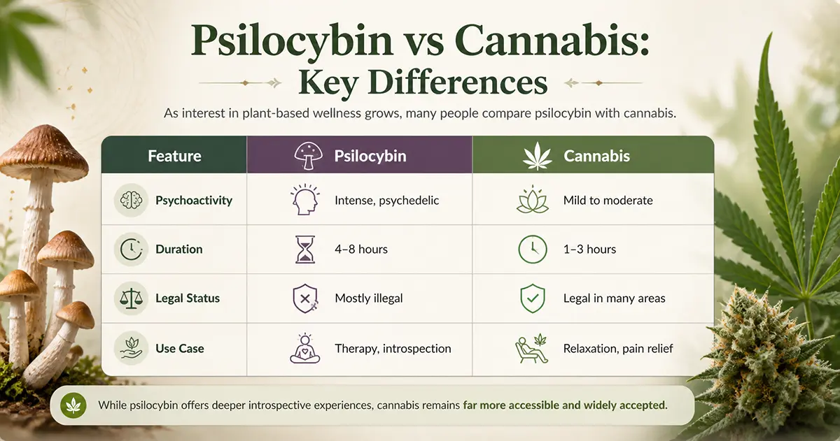 Psilocybin vs Cannabis Key Differences