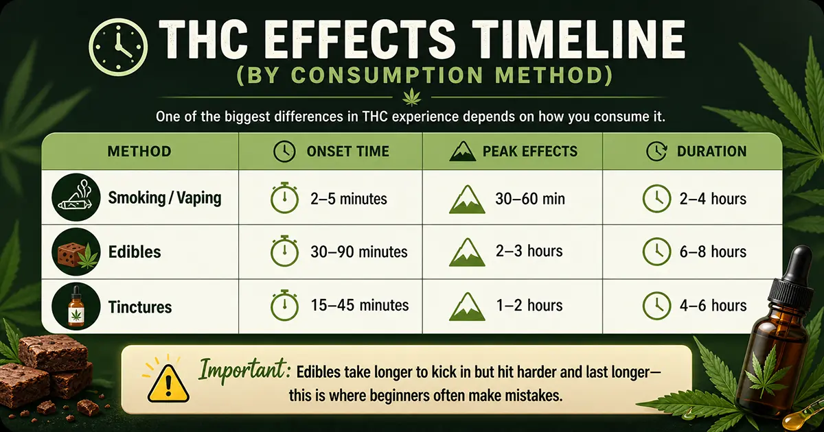 THC Effects Timeline (By Consumption Method)