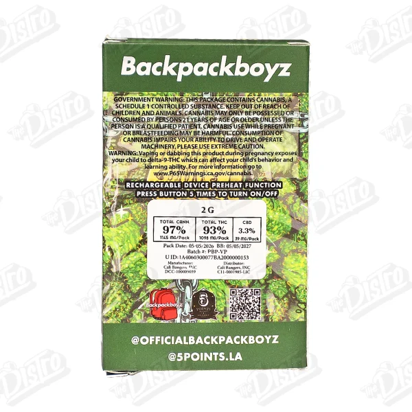 Backpack Boyz All-In-One Vape (2g)